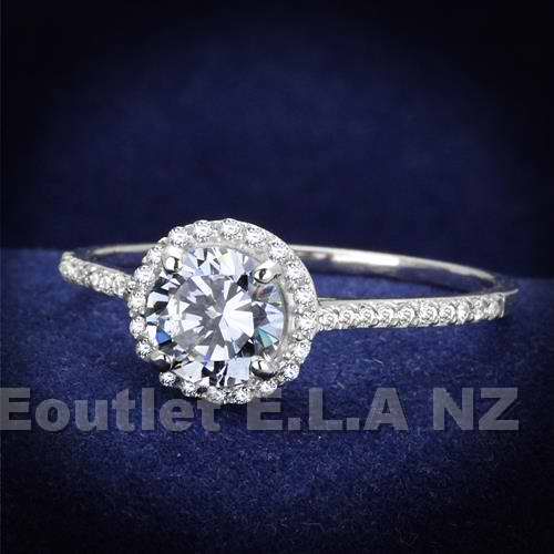 1CT CZ CLUSTER SOLID SILVER RING-SIZE 7
